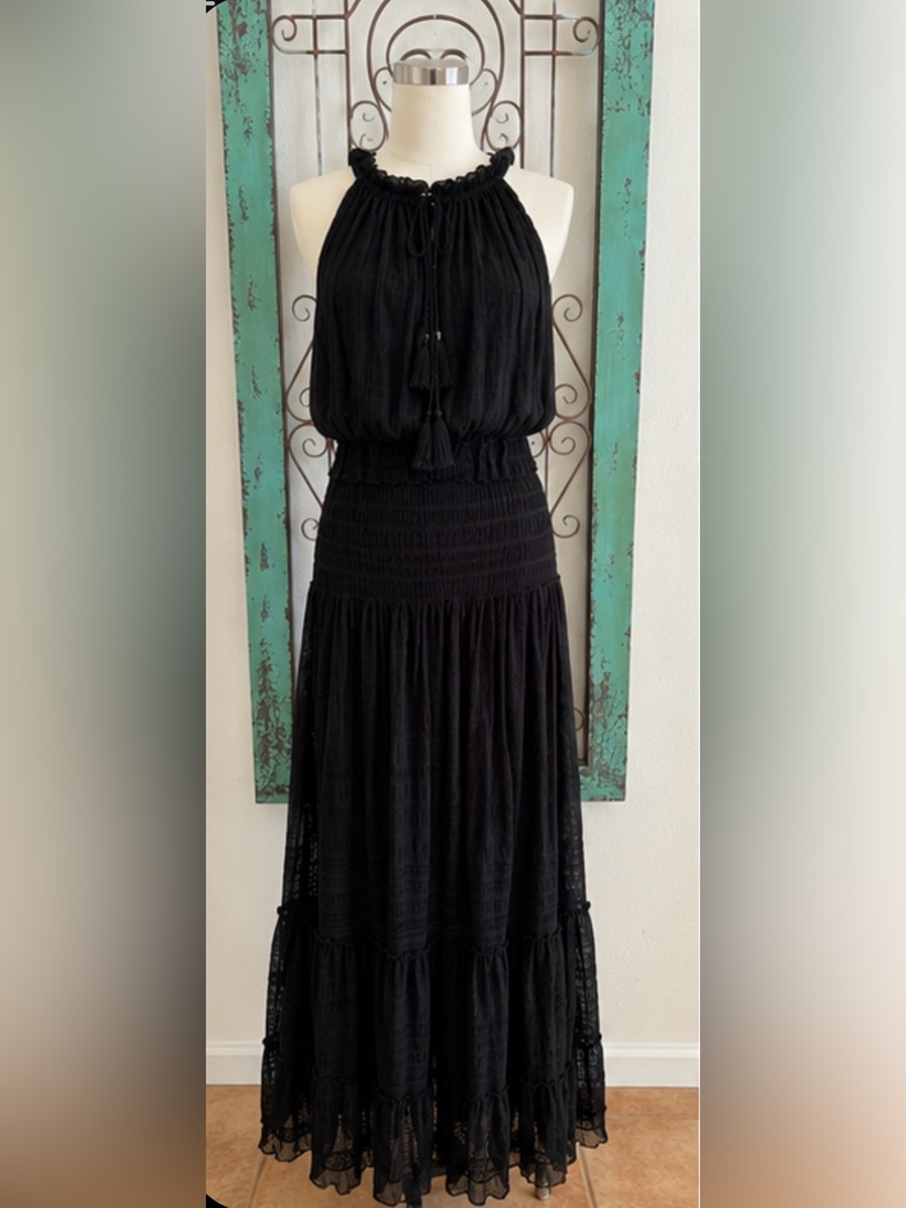 NWT Max Studio London Black Textured Tiered Maxi Dress XL MSRP $198 - Picture 6 of 12